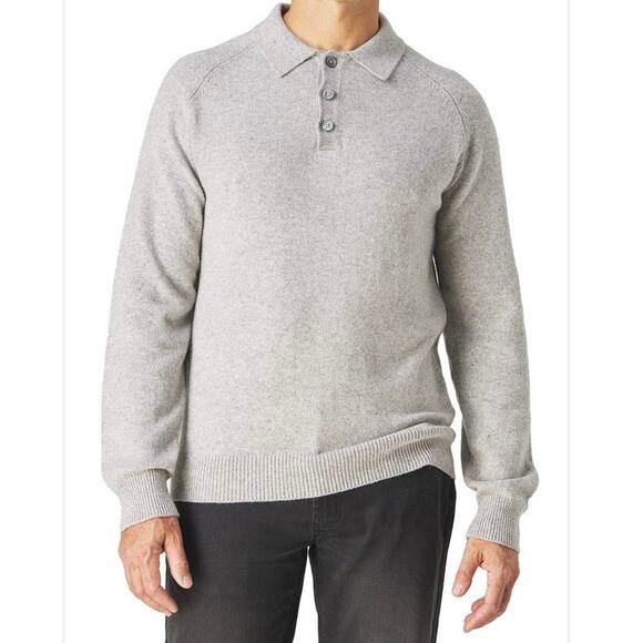 Slate & Stone Raglan Sweater Polo Gray Knit Wool Blend Mens size Large NEW - Picture 1 of 9